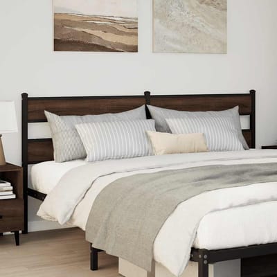 vidaXL - Vervangend - hoofdbord - 180 - cm - bewerkt - hout - en - staal - bruin - eikenkleurig
