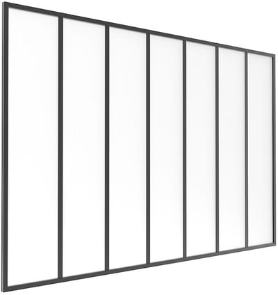 Vente-unique Glazen raam werkplaatsstijl van aluminium en matglas - 210 x 130 cm (B x H) - Zwart - BAYVIEW
