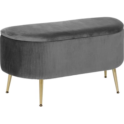 Eazy Living Ribstof Hocker Juliette Grijs - Goud