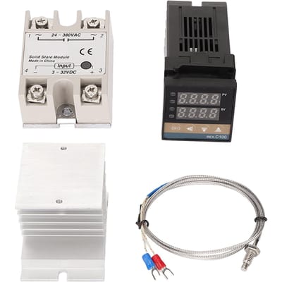 Boerderij Temperatuurregeling Set 100?240V Thermostaat Type K Thermokoppel Koellichaam en Solid State Relais