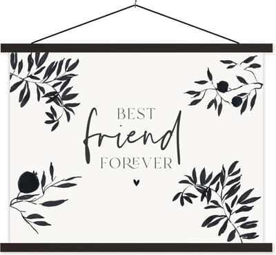 Posterhanger incl. Poster 40x30 cm - Schoolplaat - Best friends - Best friend forever - BFF - Quotes - Spreuken - Textielposter - Zwarte latten