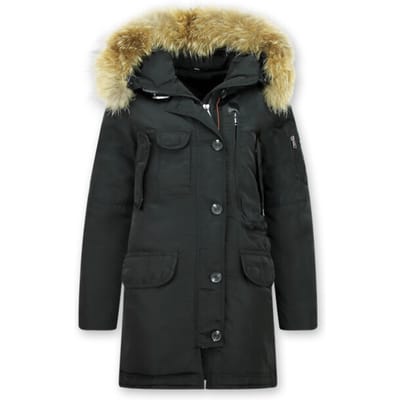 Gentile Bellini Lange parka winterjas met bontkraag