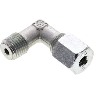1/4'' NPT Buitendraad x 6S Verzinkt Stalen Elbow 90deg Snijring 630 Bar DIN 2353