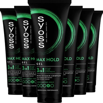 Syoss Max Hold - Haargel - Styling, Verzorging en Herstel - Intensieve Hold (48u) - Kortere Haartypes - Voordeelverpakking - 6x250 ml