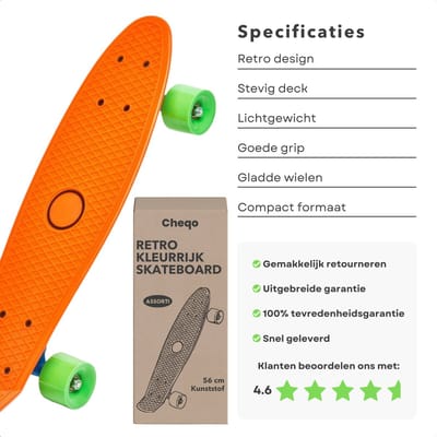 Cheqo® Penny Skateboard Kinderen - Penny Board - Stevig Plastic Deck