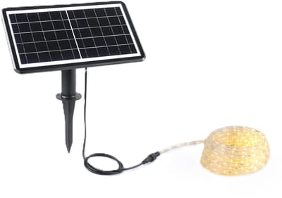 Iplux® Vegas - Solar Lichtslang - 10 meter - Warm Wit - IP65 Waterproof - Krachtig 11W Zonnepaneel - Hoge Kwaliteit