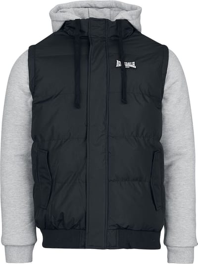 Lonsdale London Dowpot Heren Collegejas - zwart/gemêleerd grijs - L