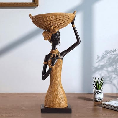 Retro Afrikaans Meisje Thuis Etnische Stijl Ambacht Hars Ornamenten Creatieve Cadeaus Woonkamer Studeerkamer Karakter Decoraties