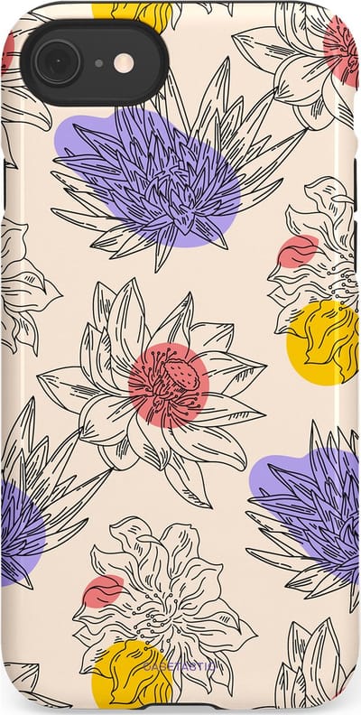 Casetastic Hoesje Geschikt voor Apple iPhone 7/8/SE - Stijlvolle Beschermende Duo-layer Case - Bloemenschets