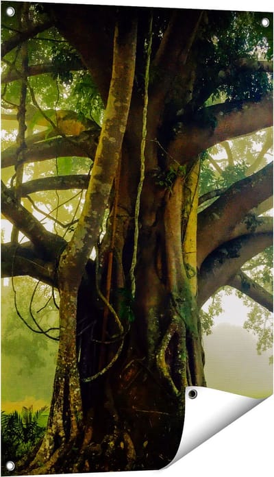 Gards Tuinposter Grote Levensboom met Veel Takken - 60x90 cm - Tuindoek - Tuindecoratie - Wanddecoratie buiten - Tuinschilderij