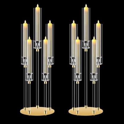 Kandelaar Hoge 68 cm - Acryl/Metaal Kaarsenstandaard - 5-Arm - Vintage Tafelcenterpiece - Feestdecoratie - Kerstmis Cadeau