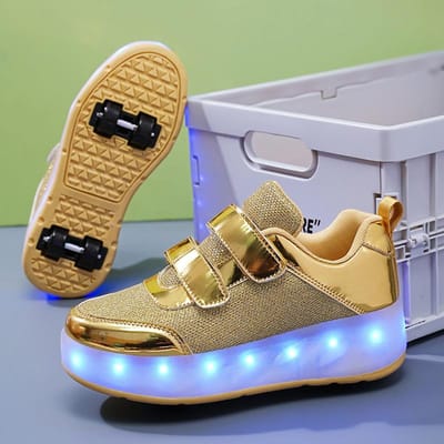 Nieuwe Schoenen met Dubbele Wielen, Schoenen met Katrol voor Jongens en Meisjes, Verzamelschoenen, Skates met Licht en Lichtgevende Schoenen 31 gray