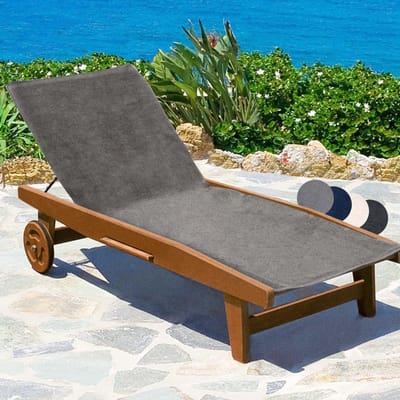 QIN® Badstof Stoelhoes - Hoes voor Tuinstoel - Strandbed Badstof Hoes - Grijs - 200cm x 70cm x 1cm