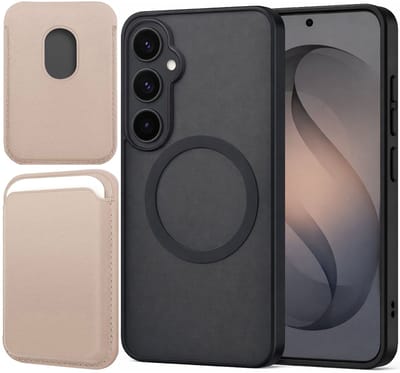 Hoesje + Pasjeshouder geschikt voor Samsung Galaxy S26 - Portemonnee geschikt voor MagSafe - Magnetisch - Pasjes Houder - Creditcardhouder - Goud