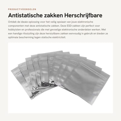 Dailygoods - Antistatische zakken - Herschrijfbare ritssluiting - 8 x 9 cm - Opslag voor elektronische componenten - 100 stuks - Geschikt...