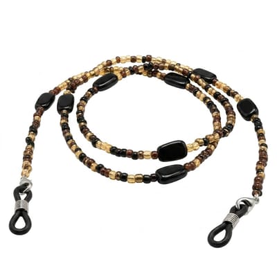 Amber zwart kralen brillenketting – vintage brillenkoord met acryl kralen – brillenbandje voor zonnebril en leesbril voor dames en heren