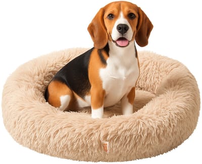 Lizzy & Lola - Fluffy Hondenmand Donut – 80 cm rond – Beige – Extra Zacht & Wasbaar