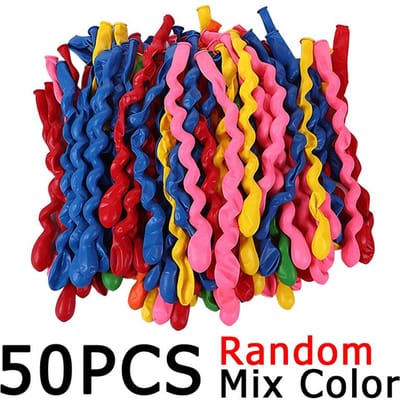 Ensemble de Ballons Spirale 25/50 PCS Ballons Longs Torsadés en Latex Colorés avec Gonfleur Couleur Aléatoire Accessoires de Décoration pour Fête à la Maison ZYF Other