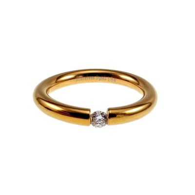 Ronde Ring met Fonkelende Zirkonia, Ring Dames – RVS Verguld