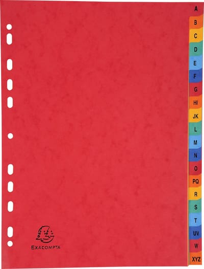 Exacompta 5x Tabbladen in glanskarton 225g - bedrukte tabs - 20 tabs - A tot Z - A4 - Geassorteerd - 4803Z