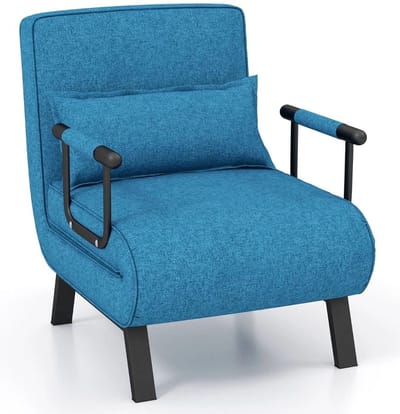 Trendmix Slaapstoel 1 Persoons – Uitklapbare Slaapbank & Slaapfauteuil – Verstelbare Rugleuning – Tot 150 kg – Blauw