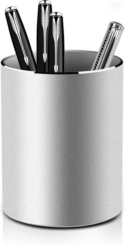 Metalen pennenhouder aluminium aquare-penhouder ronde metalen pencil houder
