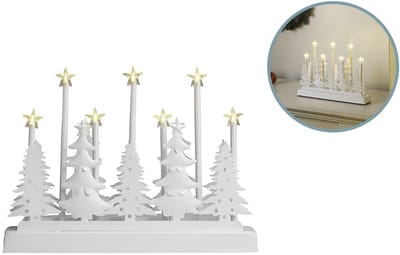 Hi Kerstdecoratie Silhouet - Verlicht met LED Sterren - 32 cm - Wit