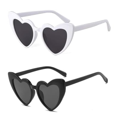 Hartvormige Cat Eye zonnebril met UV400 bescherming - 2 stuks (wit en zwart)