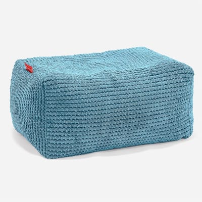 Voetenbank Poef - Zitkruk - Ontspanning Thuis - Zacht Pluche Materiaal - 45x35x20 cm - Petrol Blauw