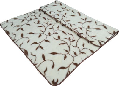 Wollen Deken 200x200cm 100% zuivere Australische Merino scheerwol OnceDoce® 480 g/m² Woolmark-certificaat – Warm Ademend Zacht – Wasbaar – Ivy Leaves – Crème Bruin