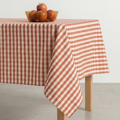 GAMUSI Vlekbestendig Tafelkleed MAVY – 2 kleuren Vichyruit – Katoen Look – 140x100 cm – Rood