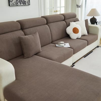 1 ST Sofa Zitkussenhoes elastische jacquard Beschermhoes voor Woonkamer gemakkelijk schoon te maken Bankhoes een patroon van strepen S gray