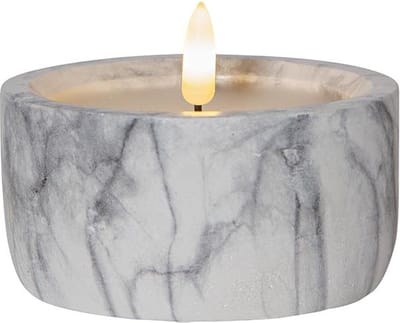 Star Trading Kaars Flame Marble, zuilkaars, marmer design, LED, timer, warm wit, 7,5 cm