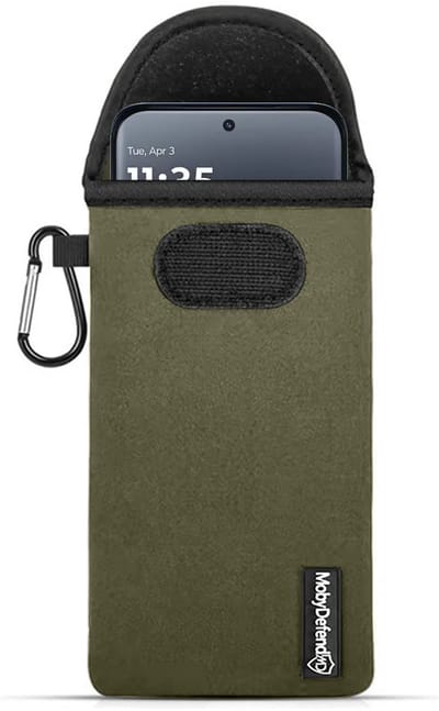MobyDefend Hoesje - Geschikt voor Motorola Edge 70 Pro - Neopreen Pouch Met Karabijnhaak - Insteek - Riemlus - Groen