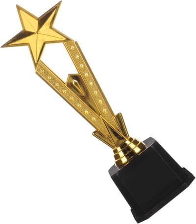 Kinderen Trofee - Award Beker - School Ceremonie - Pentagram Vorm - 25 cm Hoog - Gekleurd