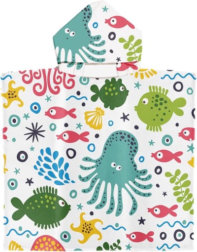 Absorberende Strandhanddoek voor Kinderen en Baby's, 60x60 cm, 3-in-1, Met Kap en Yukata, Ideaal voor Zomer en Zwemmen