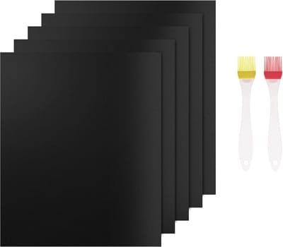Famanu – Grillmat voor gasgrill - 5 stuks - anti-aanbak - bakmat - herbruikbaar - bakpapier - barbecue-accessoires voor houtskoolgrill - elektrische tafelgrill - oven