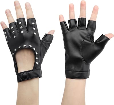 Punk Vingerloze Handschoenen van PU Leer met Nieten voor Vrouwen - Ideaal voor Hip Hop, Halloween en Cosplay Feestjes, Zwart