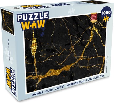 Puzzel Marmer - Goud - Zwart - Marmerlook - Luxe - Glitter - Legpuzzel - Puzzel 1000 stukjes volwassenen