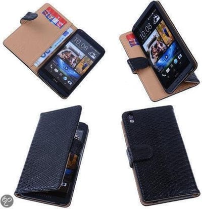 "Bestcases  ""Slang"" Zwart Bookcase Cover Hoesje HTC Desire 816"