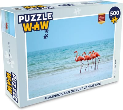 Puzzel Flamingo's aan de kust van Mexico - Legpuzzel - Puzzel 500 stukjes