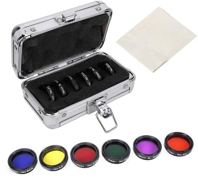 Dailygoods- Maanfilter 1,25 inch - 6 Kleurenfilterset (Geel/Oranje/Rood/Groen/Blauw/Paar) - Telescoop Oculairfilter - Optisch Glas - Aluminiumlegering - Telescoopfilter