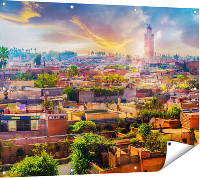 Gards Tuinposter Medina van Marrakesh in Marokko - 120x90 cm - Tuindoek - Tuindecoratie - Wanddecoratie buiten - Tuinschilderij