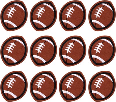 12 Stuks Voetbal Strijkpatches, Gouden Rand Chenille Rugby Patches voor Sport, Borduurpatches voor DIY Accessoires en Reparatie van Hoeden en Jeans