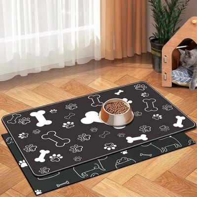 Set van 2 Antislip Voer- en Drinkmatten voor Honden en Katten – Absorberend, Sneldrogend, 29 x 49 cm