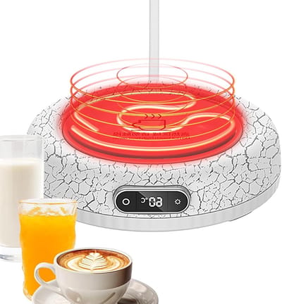 Mokkenverwarmer Elektrisch - Kopjeswarmer Tafel - Dranken Warm Houden - Vier Warmte-opties - 11.9x11.9x3.2cm - Wit