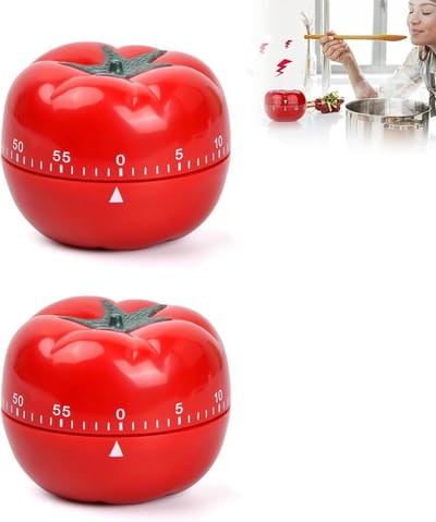 Keuken Timer - Kookwekker Pomodoro - Koken Bakken Leren - Mechanisch Geen Batterijen - 60 Minuten - Tomaat Rood