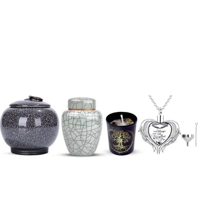 XXL Crematie Urn Set - Urn - As urn - As hanger - Mini Urn - Crematie As - As Ketting - As Bewaren - Begrafenis Urn - Herdenking Urn - Incl. Asvuller en Opbergzak
