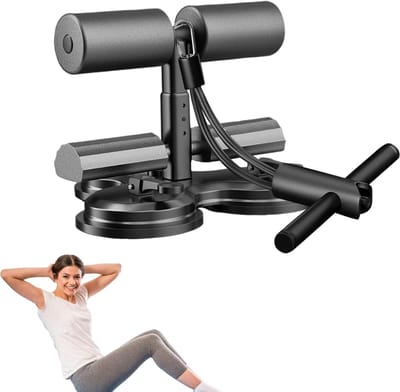 Voetensteun Trainingsapparaat - Zuigapparaat Fitness - Buikspier Training - Dubbele Zuignappen - Verstelbare Hoogte - Zwart