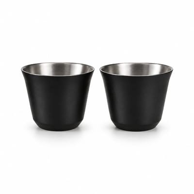 My Green Deal - RVS Espressokopjes set van 2 Zwart - 80 ml - Koffiekopjes zonder Oor - Koffiehoekje Inrichting